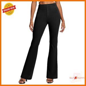 Stretchy High Waisted Bootcut Work Pants with Pockets Pull On